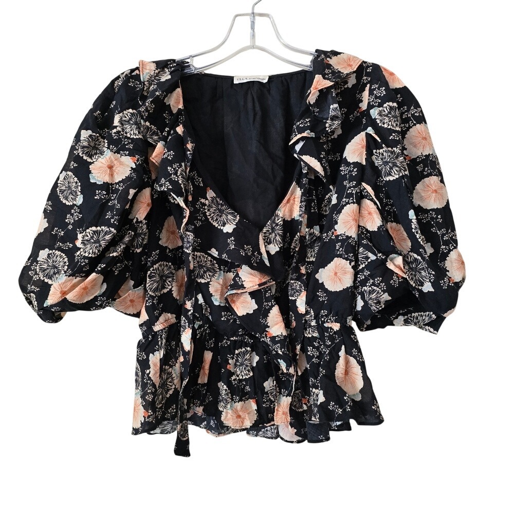 Ulla Johnson‎ SZ 4 Nadya Floral Print Cotton Designer Blouse in Poppy